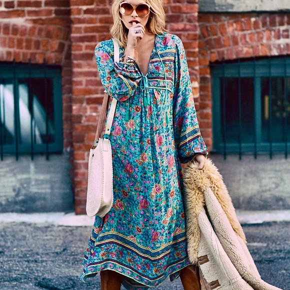 πΊπHPππΊ NWT Spell & The Gypsy Folk Town Boho Midi Dress - Picture 5 of 16